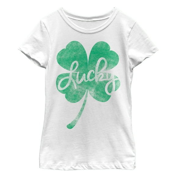 Girl's Lost Gods St. Patrick's Day Lucky Retro Shamrock  Graphic Tee White X Small