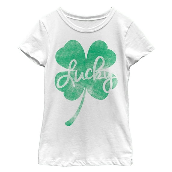 Girl's Lost Gods St. Patrick's Day Lucky Retro Shamrock Graphic Tee White X Small