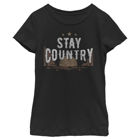 Girl's Lost Gods Stay Country  Graphic Tee Black X Large