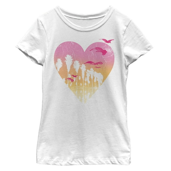 Girl's Lost Gods Sunset Palm Tree Love  Graphic Tee White X Large