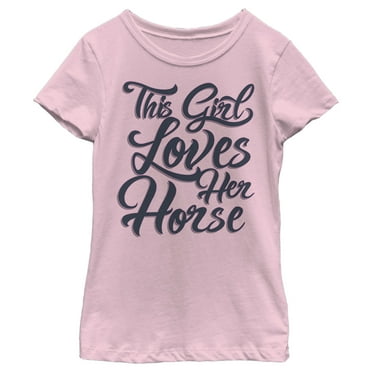 Girl's Lost Gods This Girl Loves Her Horse  Graphic Tee Light Pink Large