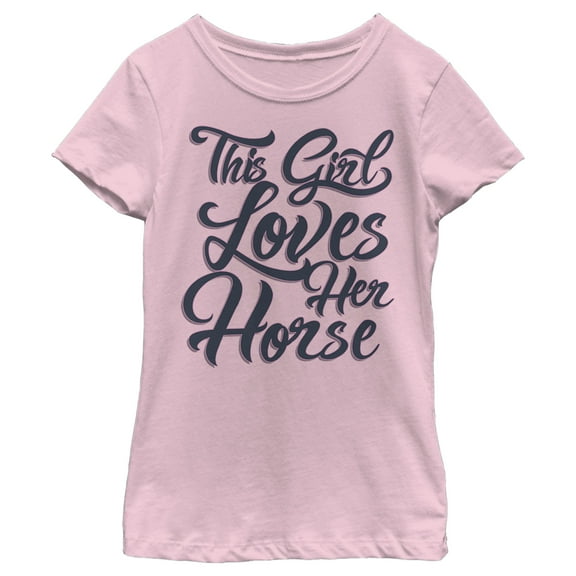 Girl's Lost Gods This Girl Loves Her Horse  Graphic Tee Light Pink X Small