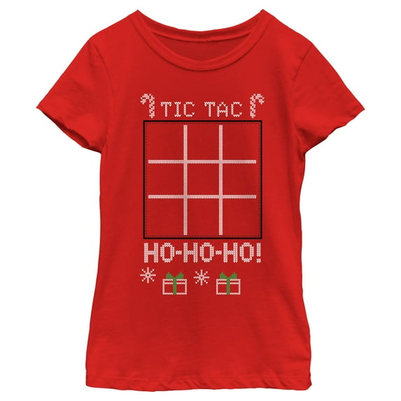Girl's Lost Gods Tic Tac Hohoho Graphic Tee Red Large