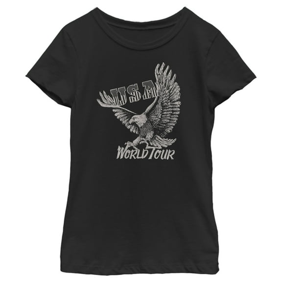 Girl's Lost Gods USA World Tour Eagle Graphic Tee Black Medium