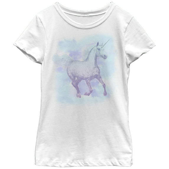 Girl's Lost Gods Unicorn in the Mist Graphic Tee White X Large