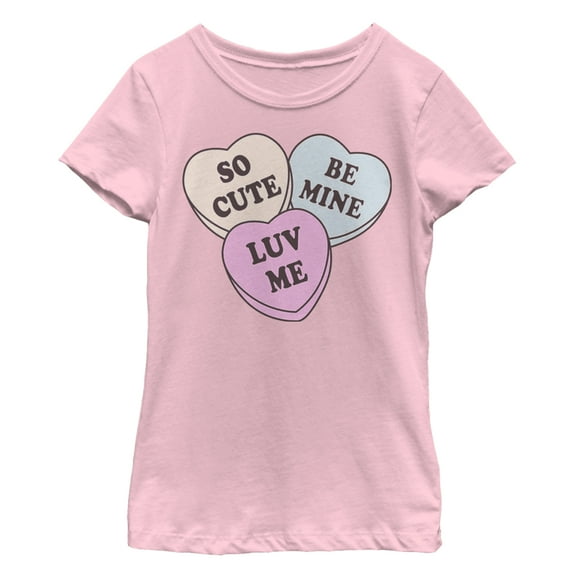 Girl's Lost Gods Valentine's Day Candy Hearts Graphic Tee Light Pink Medium