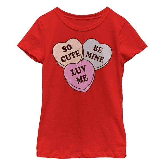 Girl's Lost Gods Valentine's Day Candy Hearts Graphic Tee Red X Small