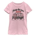 thumbnail image 1 of Girl's Lost Gods Valentine's Day Hooo Do You Love Owls  Graphic Tee Light Pink Medium, 1 of 3