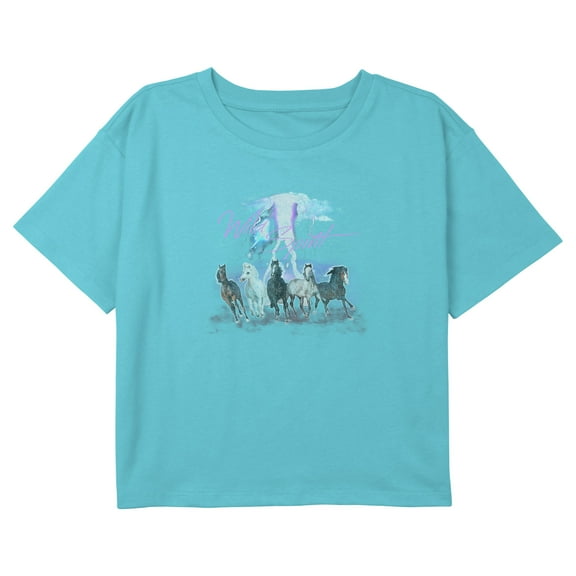 Girl's Lost Gods Wild Spirit Tornado Graphic Cropped T-Shirt Blue Large