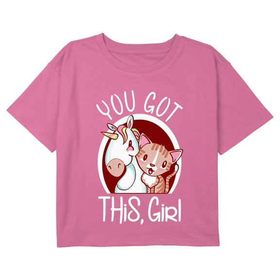 Girl's Lost Gods You Got This Girl Cartoon Graphic Cropped T-Shirt Light Pink X Large