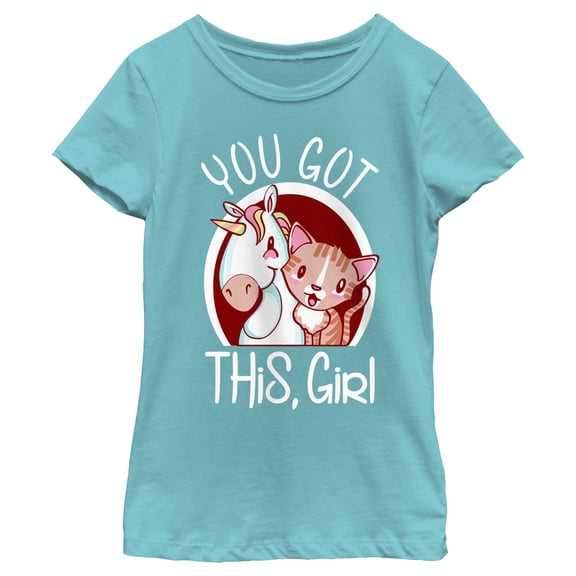 Girl's Lost Gods You Got This Girl  Graphic Tee Tahiti Blue Small