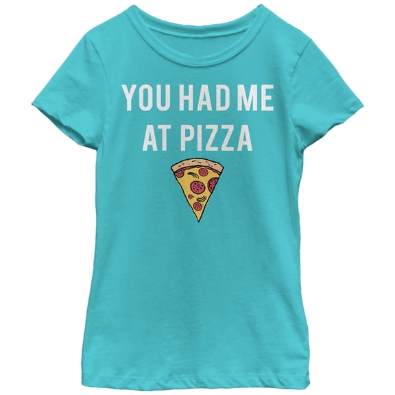 Girl's Lost Gods You Had Me at Pizza  Graphic Tee Tahiti Blue Small