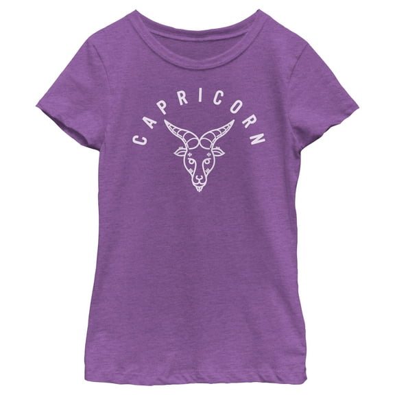 Girl's Lost Gods Zodiac Capricorn Line Symbol  Graphic Tee Purple Berry Large