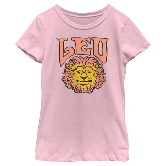 Girl's Lost Gods Zodiac Leo Art Symbol  Graphic Tee Light Pink X Large