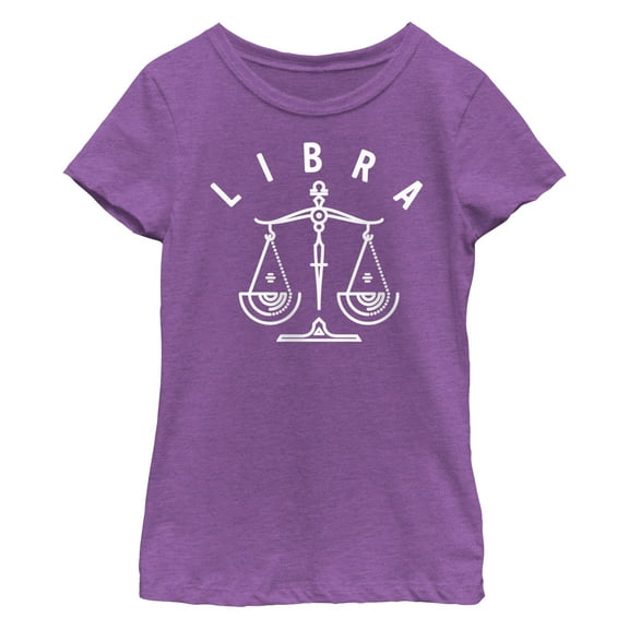 Girl's Lost Gods Zodiac Libra Line Symbol Graphic Tee Purple Berry X Small