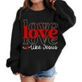 thumbnail image 1 of Girl's Love Prints Sweatshirt Crewneck Long Sleeve Cute Valentine's Day Pullover Hoodless Tops for Child A-Black 3-4 T, 1 of 5