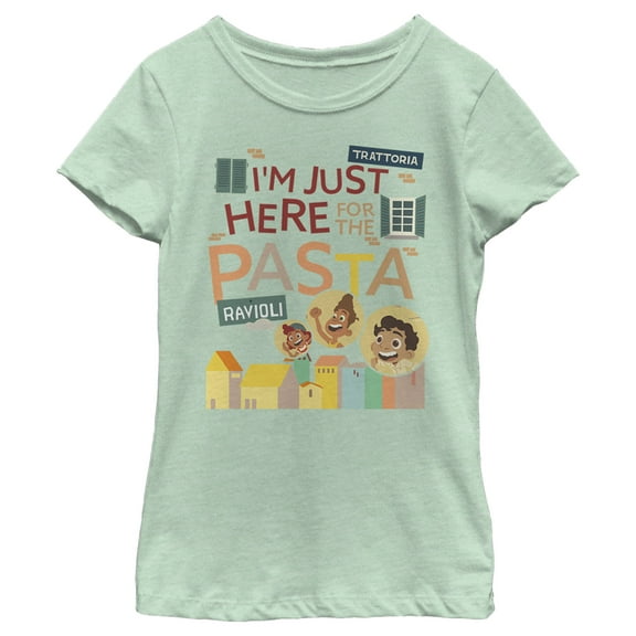 Girl's Luca I'm Just Here for the Pasta Graphic Tee Mint Small