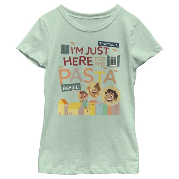 Girl's Luca I'm Just Here for the Pasta Graphic Tee Mint X Small