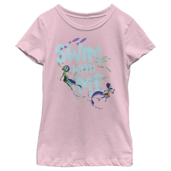 Girl's Luca Swim With Me Sea Monsters  Graphic Tee Light Pink Small