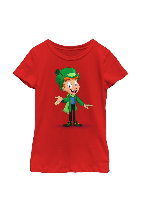 Girl's Lucky Charms Mascot Portrait Graphic Tee Red Small