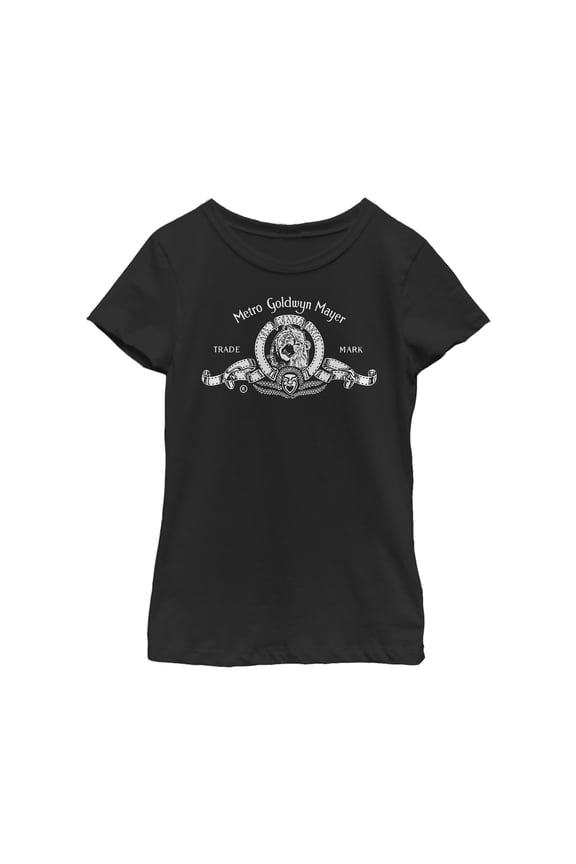 Girl's MGM Studios Metrowyn Mayer Lion Logo  Graphic Tee Black Small