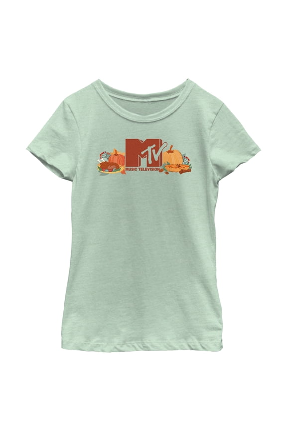 Girl's MTV Fall Logo Graphic Tee Mint Large