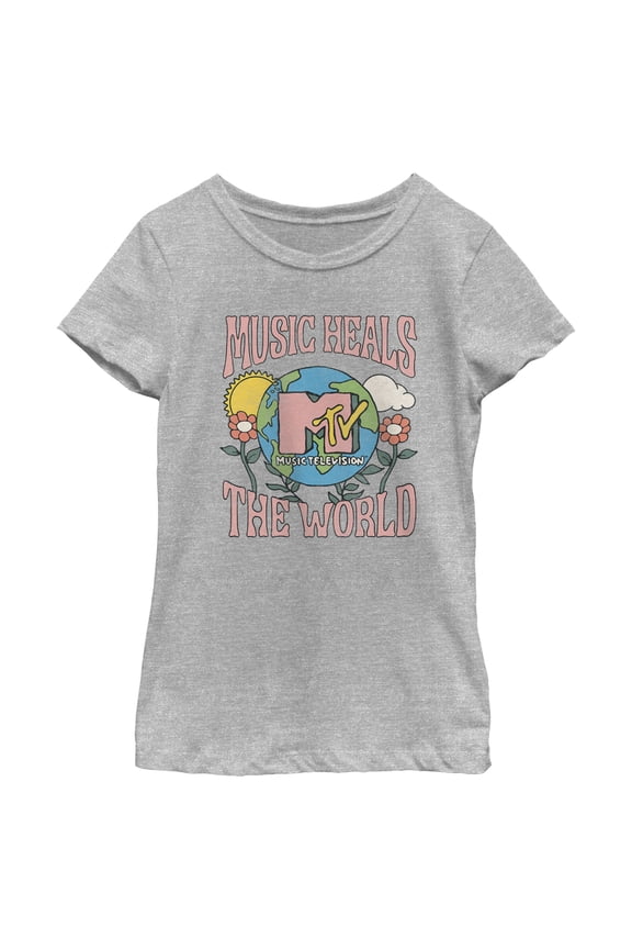 Girl's MTV Music Heals the World Graphic Tee Athletic Heather Small