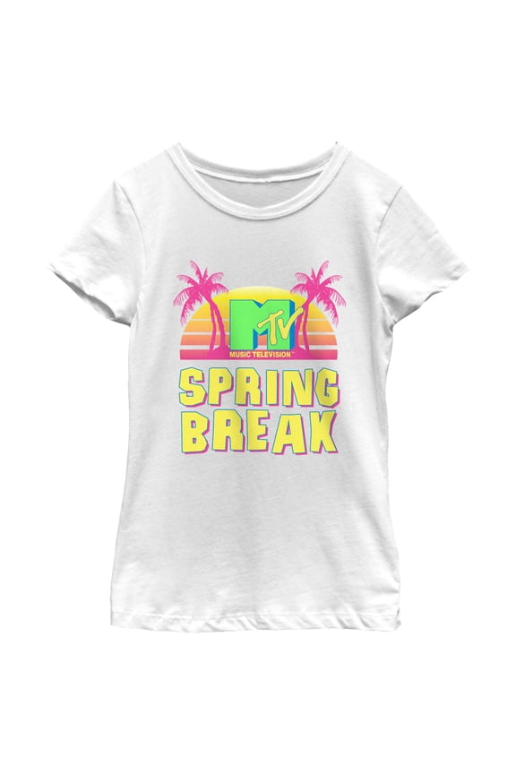 Girl's MTV Retro Spring Break Graphic Tee White Large