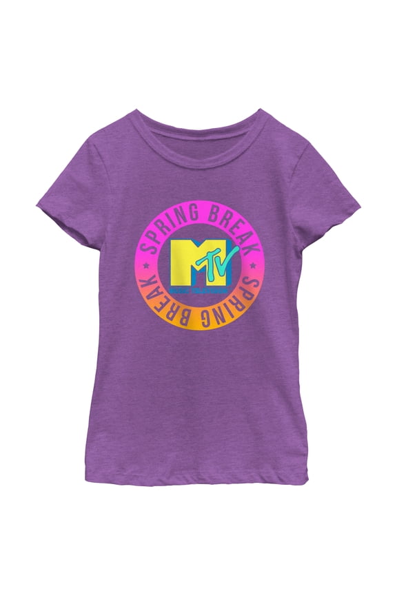 Girl's MTV Spring Break Circle Graphic Tee Purple Berry Large