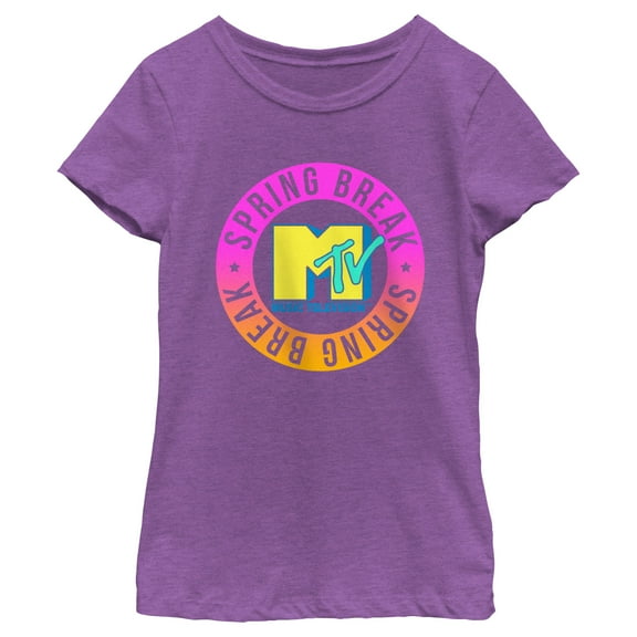 Girl's MTV Spring Break Circle Graphic Tee Purple Berry Medium