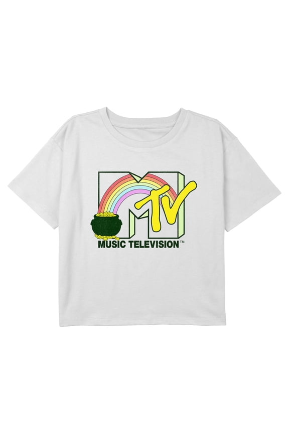 Girl's MTV St. Patrick's Day Pot Logo Graphic Cropped T-Shirt