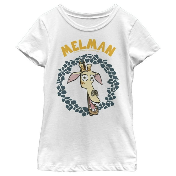 Girl's Madagascar Melman Wreath Frame  Graphic Tee White Large