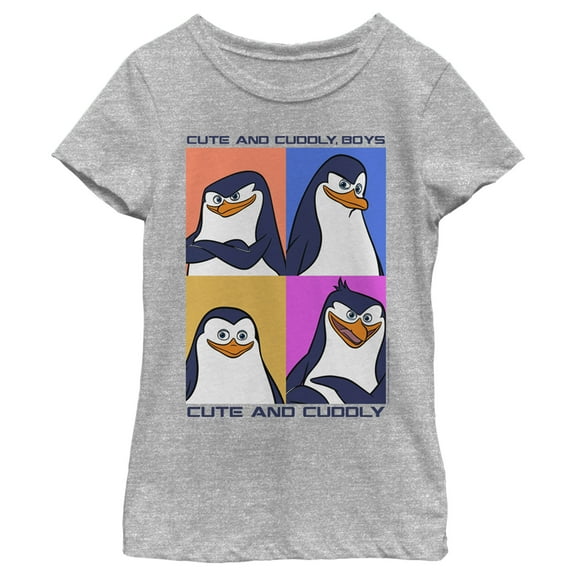 Girl's Madagascar Penguins Colorful Panels Graphic Tee Athletic Heather X Small