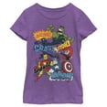 thumbnail image 1 of Girl's Marvel Animated Avengers Sound Effects Graphic Tee Purple Berry X Large, 1 of 4