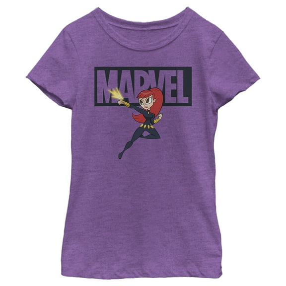 Girl's Marvel Animated Black Widow Logo  Graphic Tee Purple Berry X Large