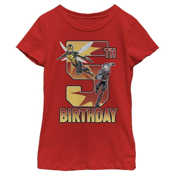 Girl's Marvel Ant-Man and Wasp 5th Birthday  Graphic Tee Red Small