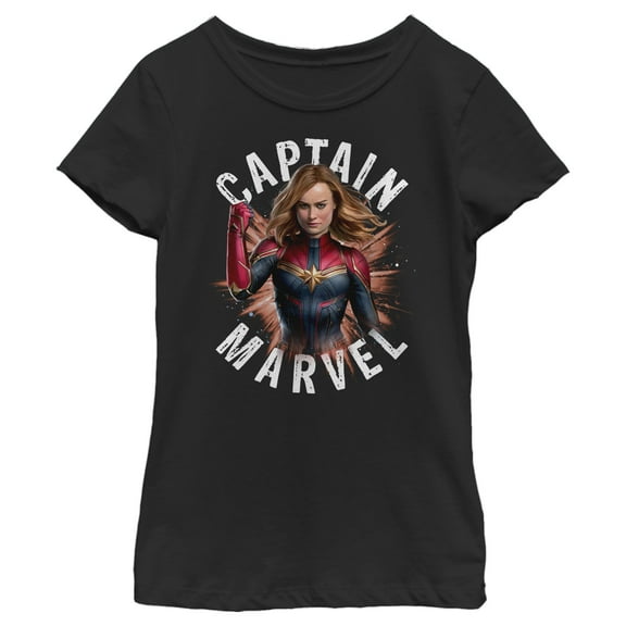 Girl's Marvel Avengers: Endgame Captain Marvel Space Poster  Graphic Tee Black Medium
