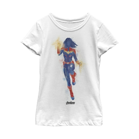 Girl's Marvel Avengers: Endgame Captain Marvel Spray Paint  Graphic Tee White X Large
