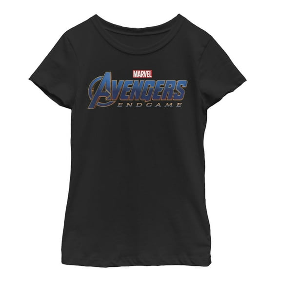 Girl's Marvel Avengers: Endgame Classic Logo  Graphic Tee Black Small