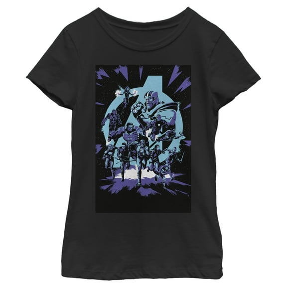 Girl's Marvel Avengers: Endgame Galactic Battle Cartoon  Graphic Tee Black Medium