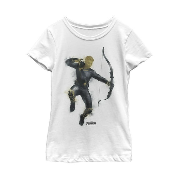Girl's Marvel Avengers: Endgame Hawkeye Spray Paint Graphic Tee White Large