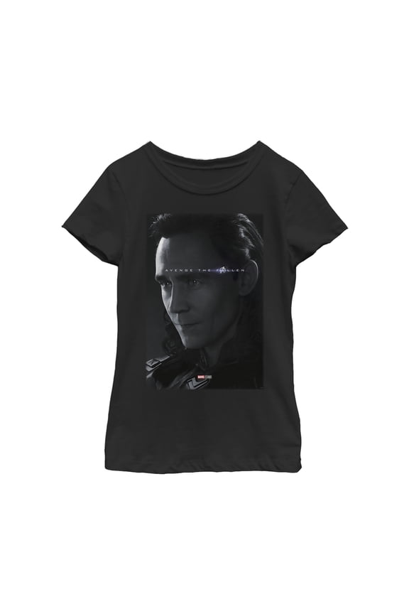 Girl's Marvel Avengers: Endgame Loki Poster Graphic Tee Black Large