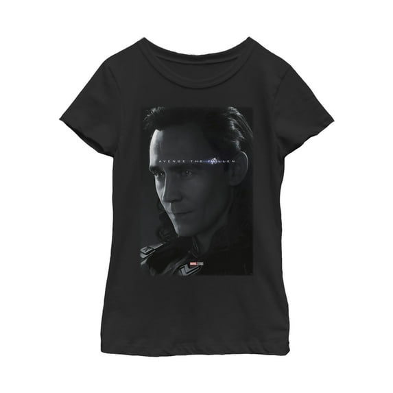 Girl's Marvel Avengers: Endgame Loki Poster Graphic Tee Black X Small