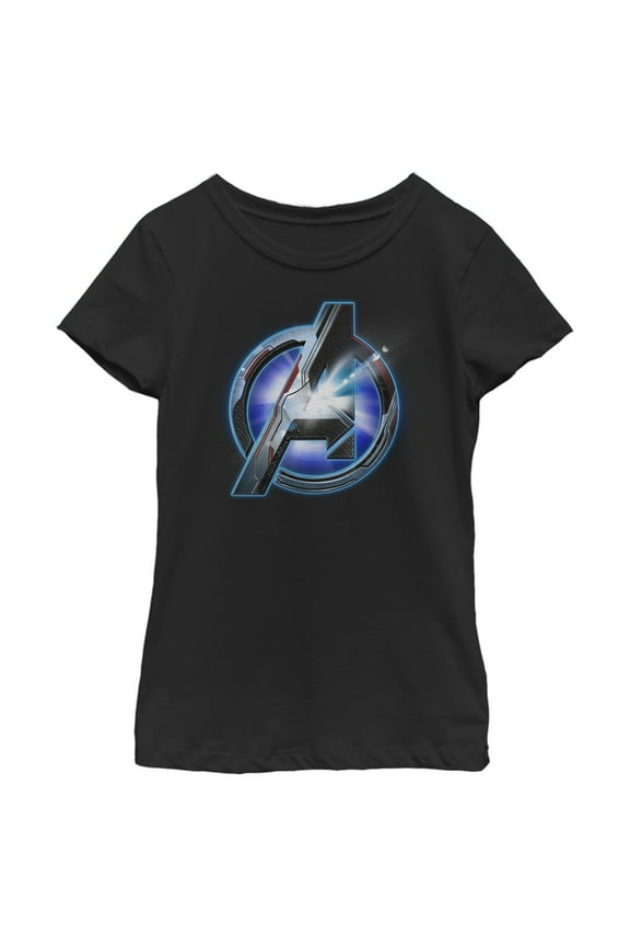 Girl's Marvel Avengers: Endgame Shiny Logo Graphic Tee Black Large