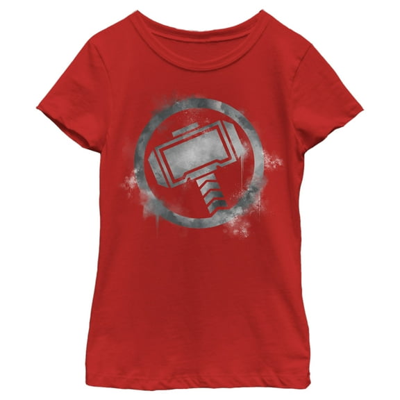 Girl's Marvel Avengers: Endgame Smudged Thor  Graphic Tee Red Large