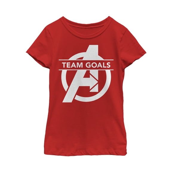 Girl's Marvel Avengers: Endgame Team Goals Logo  Graphic Tee Red X Large