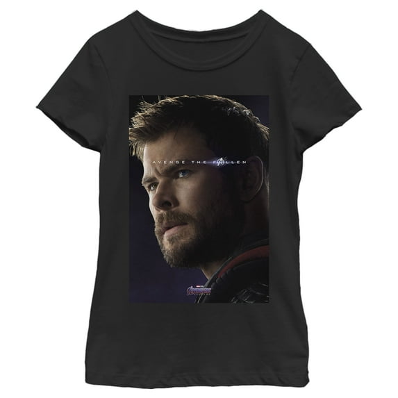 Girl's Marvel Avengers: Endgame Thor Avenge the Fallen Graphic Tee Black X Large