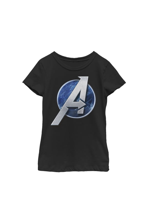 Girl's Marvel Avengers Game Classic Logo Graphic Tee Black Small