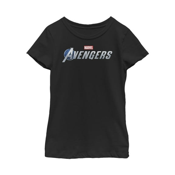 Girl's Marvel Avengers Game Text Logo Graphic Tee Black Small