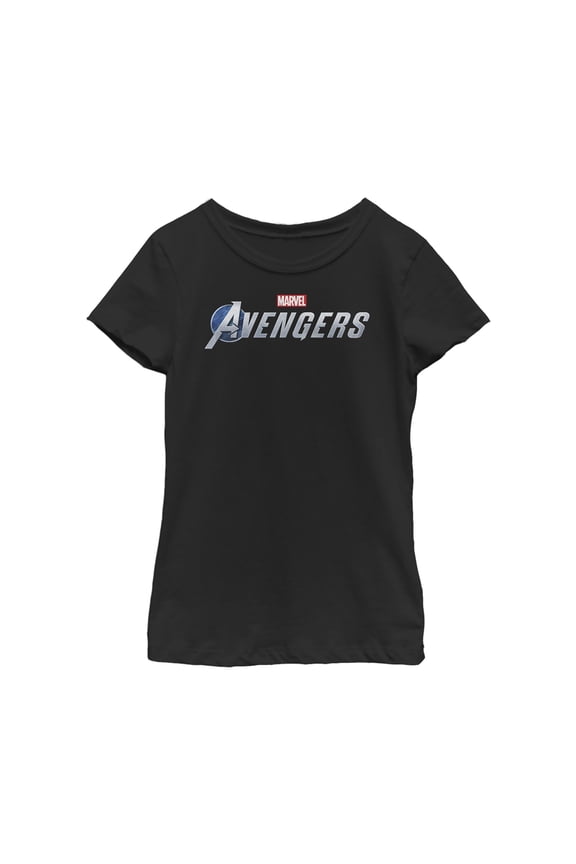 Girl's Marvel Avengers Game Text Logo Graphic Tee Black X Large